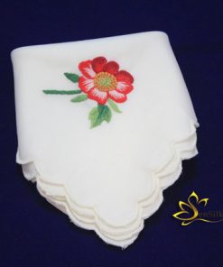 Khăn Tay Lụa Thêu Hoa Đào