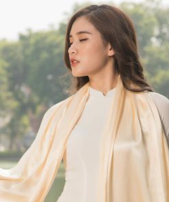 Khăn Lụa Tơ Tằm SenSilk Luxury Vàng Nude - Silk Shawl 100% Mulberry Silk