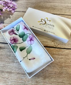 Khăn Lụa Tơ Tằm Vẽ Hoa Muống Biển SenSilk - Quà Tặng Handmade