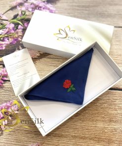 Khăn Tay Lụa Thêu Hoa Hồng - Quà Valentine - Silk Embroidery Handkerchief