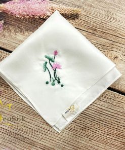 Khăn Tay Lụa Thêu Hoa Sen - Quà Tặng Người Nước Ngoài