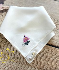 Khăn Tay Lụa Thêu Hoa Sen Việt Nam - SenSilk