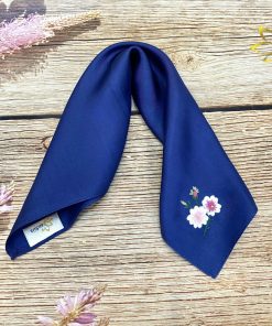 Khăn Tay Lụa Thêu Hoa Đào - Quà Tết SenSilk