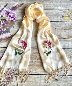 Khăn Choàng Cổ Lụa Thêu Hoa Lan SenSilk – Quà Tặng Mẹ