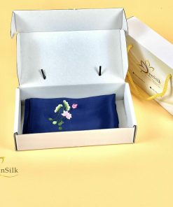 Handkerchief Embroidery Silk - Khăn Tay Thêu Hoa Sen - Silk Square Pocket