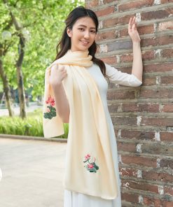 100% Silk Embroidery Scarf - Khăn Lụa Thêu Hoa Sen Việt Nam SenSilk