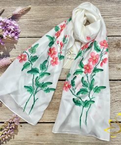 Khăn Lụa Vẽ Tay Mugunghwa - Quà Tặng Khách Hàn | SenSilk