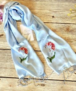 Khăn Lụa Thêu Hoa Lan SenSilk – Embroidered Silk