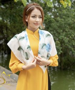 Khăn Lụa Vuông Vẽ Tay Cẩm Tú Cầu - SenSilk Silk Painting