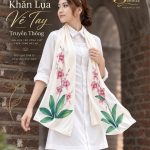 Khăn Lụa Vẽ Tay Hoa Lan Sen Silk - Quà Tặng Sinh Nhật