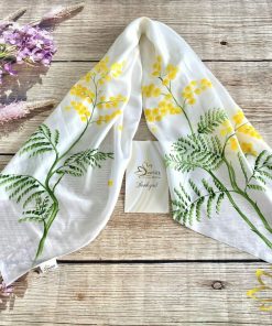 Khăn Lụa Tơ Tằm Vẽ Tay Độc Bản SenSilk – Mimosa Tinh Tế