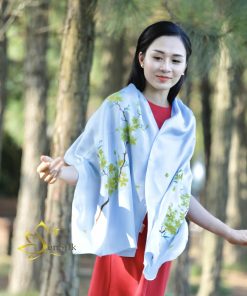 Vietnamese Silk Gift - Khăn Lụa Cao Cấp Vẽ Tay Hoa Mai | SenSilk