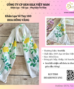 Khăn Lụa Vẽ Tay Gold Rose - Quà Tặng Tình Yêu - Gift For Her