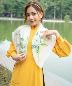 Khăn Lụa Đẹp Vẽ Hoa Bưởi SenSilk - Quà Lưu Niệm Ý Nghĩa