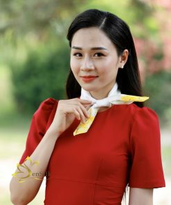 Khăn Lụa Thắt Nơ Cổ -  Vẽ Tay Mai Vàng SenSilk