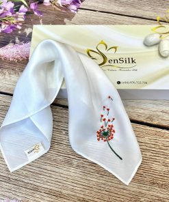 Khăn Lụa Thêu Tay Thêu Hoa Bồ Công Anh SenSilk
