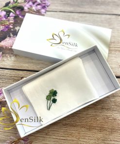 Khăn Tay Thêu Cỏ 4 Lá SenSilk - Quà Tặng Bạn Trai