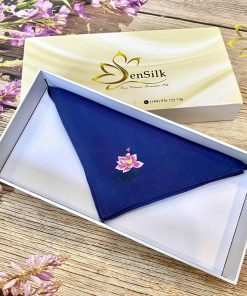 Khăn Mùi Xoa Thêu Hoa Sen - Embroidery Silk Handkerchief