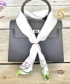 Khăn Lụa Thời Trang Cao Cấp SenSilk Vẽ Tay Hoa Lan Kiếm