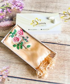 Khăn Lụa Thêu Tay Thời Trang SenSilk Hoa Hồng SenSilk