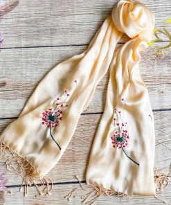 Khăn Lụa Thêu Tay Cao Cấp Hoa Bồ Công Anh SenSilk