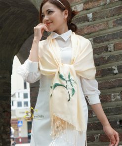 Khăn Lụa Thêu Tay Hoa Ngọc Lan SenSilk - Vietnam Silk Embroidery