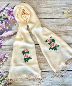 Khăn Quàng Cổ Lụa Thêu Mẫu Đơn SenSilk Hand Embroidery