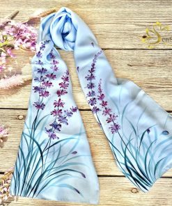 Khăn Lụa Vẽ Tay Lavender SenSilk Limited- Quà Tặng 20/10