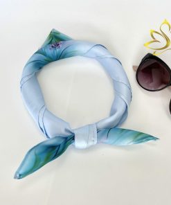Khăn Quàng Cổ Lụa Vẽ Tay Hoa Lavender 55x55cm