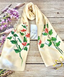 Silk Painting 무궁화 - Khăn Lụa Tơ Tằm Vẽ Tay Mugunghwa Korea