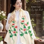 Silk Painting 무궁화 - Khăn Lụa Tơ Tằm Vẽ Tay Mugunghwa Korea
