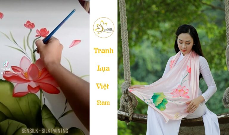 Vẽ Tranh Lụa Hoa Sen từ Lụa Tơ Tằm SenSilk – Lotus Silk Painting