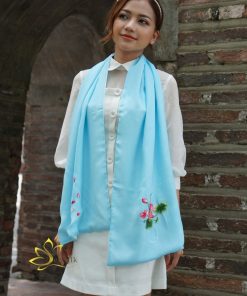 Khăn Thêu Lụa 2 Màu Sen 2MT001 - 2 Color Silk Embroidery