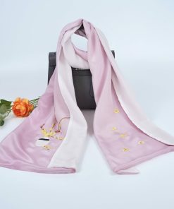 Khăn Thêu Tay Mai Vàng SenSilk - Lụa Tơ Tằm Thuần Việt