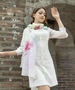 Khăn Lụa Thủy Ấn Vẽ Tay SenSilk Limited - Hoa Mẫu Đơn