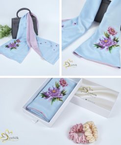 Vietnamese Silk Embroidery - Khăn Tơ Tằm Thêu Tay Hoa Cúc