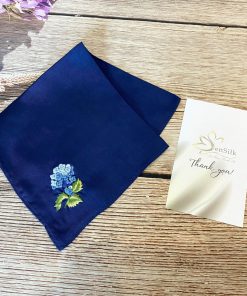 Embroidered Silk Handkerchief - Khăn Tay Thêu Sen Silk Cẩm Tú Cầu