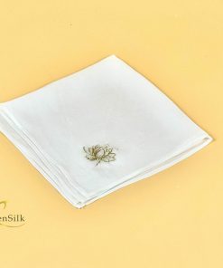 Hand Embroidered Silk Pocket - Khăn Thêu Cao Cấp Hoa Sen - Silk Gift