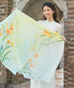 Khăn Lụa Thuỷ Ấn Sen Silk Tulip - Quà Việt Cao Cấp - Handmade Gift