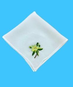 Silk Handkerchief Hand Embroidery - Khăn Tay Lụa Thêu Mai Vàng SenSilk