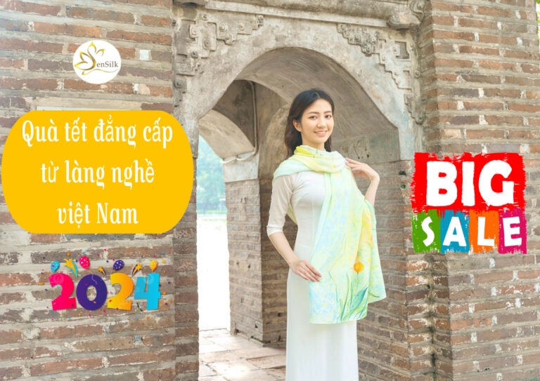 Quà Tết 2024 Đẳng Cấp từ Làng Nghề Việt – Khăn Lụa Thủy Ấn Vẽ Tay Sen Silk