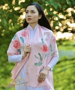 Art of Silk - Khăn Lụa Tơ Tằm Vẽ Tay Mẫu Đơn | SenSilk