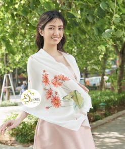 Hand Painted Silk - Khăn Lụa Cao Cấp Hoa Đồng Tiền | SenSilk