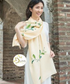 Khăn Lụa Vẽ Tay Nghệ Thuật Ngọc Lan – Silk Painted Scarf | SenSilk