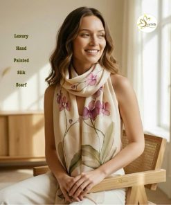Khăn Lụa Vẽ Tay Nghệ Thuật Sen Silk | Thiết Kế Hoa Lan
