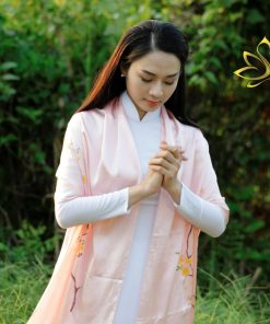Khăn Lụa Quàng Cổ Vẽ Tay Hoa Mai - High Quality Silk Scarves - Quà Việt Nam