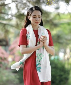 Quà Tặng Việt Nam - Khăn Lụa Vẽ Tay Hoa Hồng | SenSilk