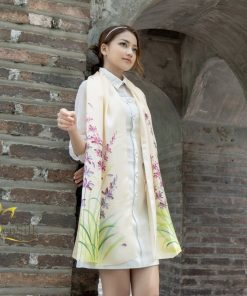 Khăn Lụa Cao Cấp Vẽ Tay Lavender - One-Of-A-Kind | SenSilk