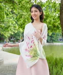 Khăn Lụa Tơ Tằm Vẽ Tay Truyền Thống SenSilk Lavender