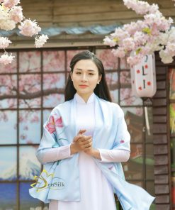 Khăn Lụa Cao Cấp Vẽ Tay Hoa Sen Việt Nam - Top 1 Silk Gift